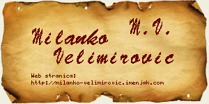 Milanko Velimirović vizit kartica